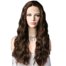 Lvcheryl Bruin Natuurlijke Lange Golvende Synthetische Lace Front Pruiken Hittebestendige Haar Pruiken Party Bruiloft Pruiken voor Vrouwen