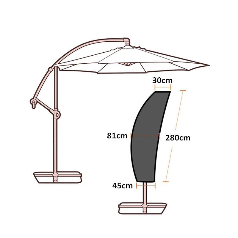 Couverture de protection imperméable avec fermeture éclair, pour le jardin, en porte-à-faux, Parasol, Patio extérieur, 205-280cm
