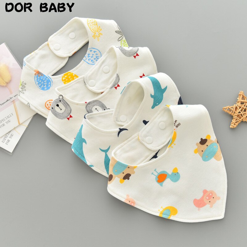 Slabbers Driehoek Dubbele Katoen Slabbetjes Cartoon Print Speeksel Handdoek Baby Burp Doek Baby Jongens Meisjes Voeden Schort Bandana Slabbetjes