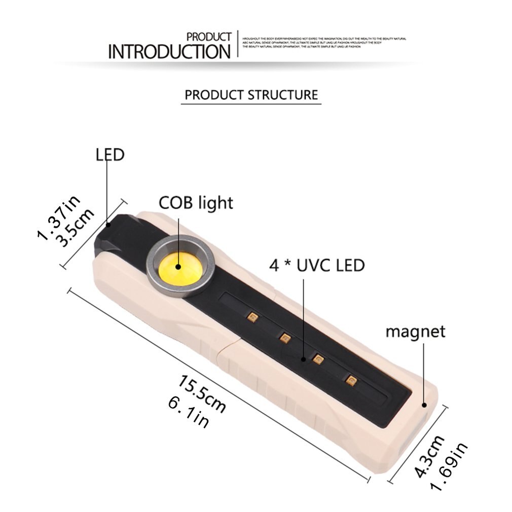 UVC deep ultraviolet disinfection lamp Built-in battery USB rechargeable sterilization lamp Handheld sterilization lamp