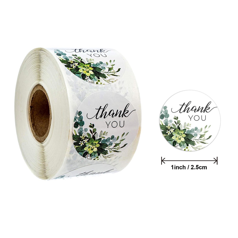 1 inch 500Pcs/Roll Round Floral Thank You Stickers Label for Wedding Favors and Party Handmade Stickers Envelope Seal: Colorful