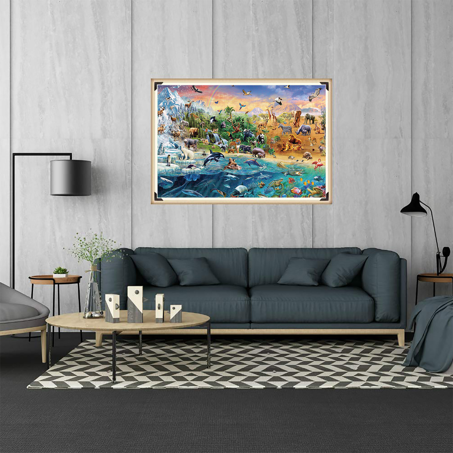 1000- piece animal world puzzles for adults, home decoration, games, family fun, floor puzzles, educational toy for children