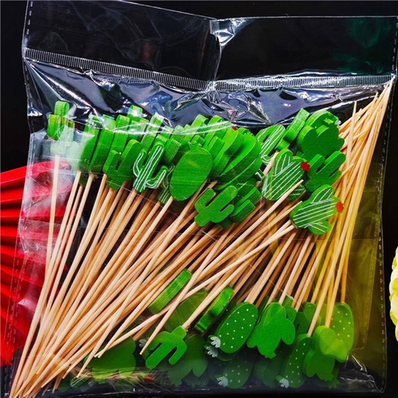 100pc flamingo bambus pick buffet ananas kaktus blade cupcake frugt gaffel dessert salat pind cocktail spyd til fest indretning