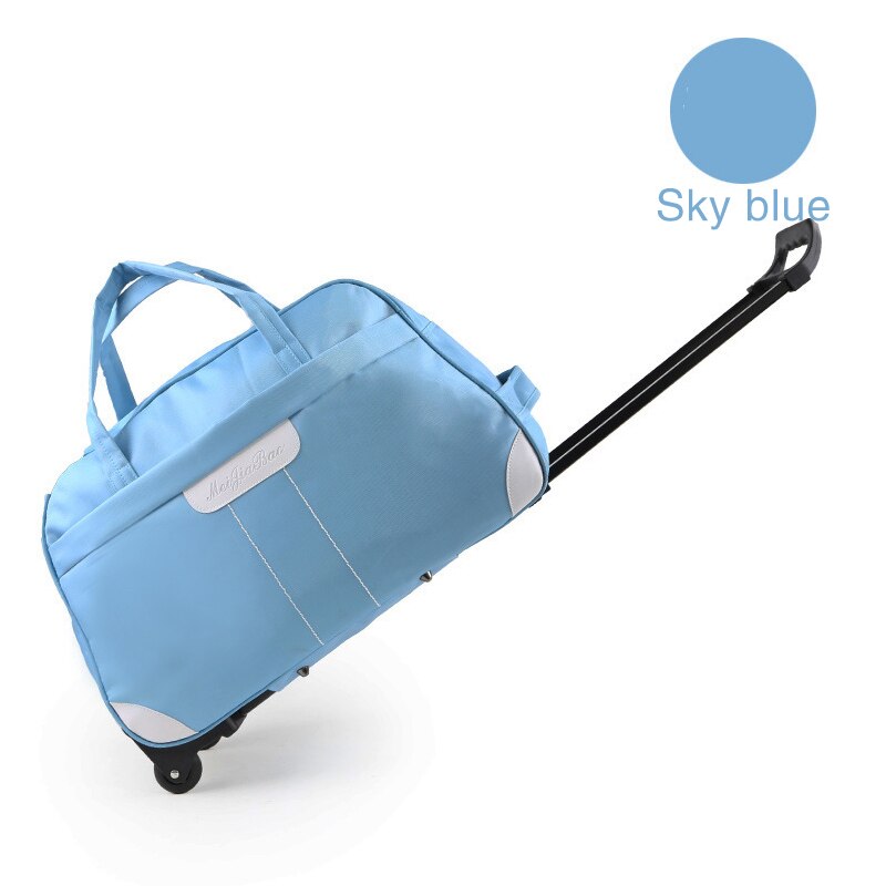 JULY'S SONG Luggage Rolling Suitcase Waterproof Trolley Bag Overnight Weekender Bag Travel Carry-on Duffle Bag With Wheels: sky blue