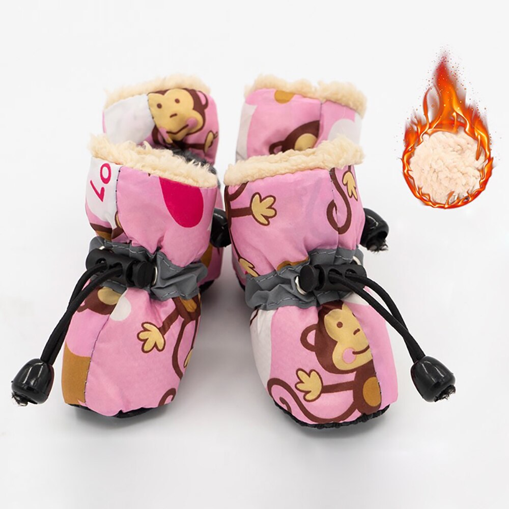 Warm Pet Dog Cat Winter Shoes For Dogs Non-slip Dog Snow Boots Chihuahua Shih Tzu Shoe Zapatos Perro Best Selling: pink / 4.8x4cm