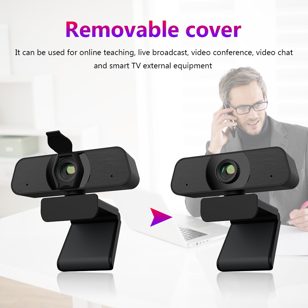 C90 2K HD Webcam USB Driver Free Smart TV Computer Auto Focus Web Camera with Microphone and Stand for Windows Android Linux
