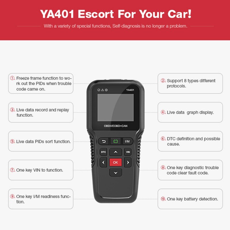Code Reader Scanner Tool Support Free Update Full OBD2 Functions Battery Check PK KW850 CR3008 Auto Code Scanner