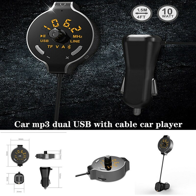Q8S HD Multi-Function Car Bluetooth Hands-Free MP3 Player AUX Dual USB with Line