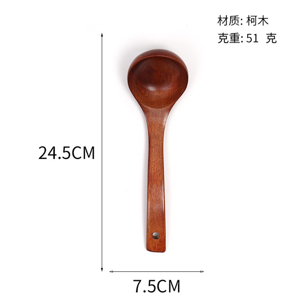 Pala de madera para cocinar, pala para sopa, cuchara de arroz, utensilios de cocina, juego de cucharas de madera para jardín y hogar, herramientas de cocina: E