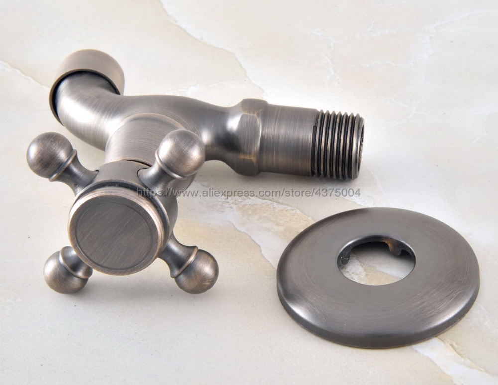 Antieke Bronzen Kruis Handvat Wall Mount Mop Zwembad Water Tap Kraan Enkel Handvat Koud Water Kraan Nav350