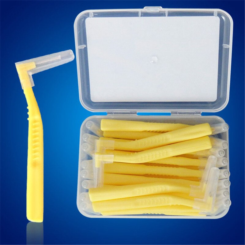 20 Pcs Interdental Brush 0.6mm-1.5mm L-shaped Push-tooth Inter-brush Soft Floss Toothbrush Orthodontic Brush Oral Care Tool