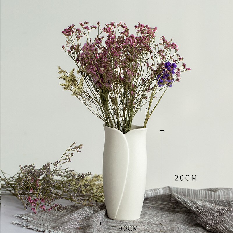 White Ceramic Vase Ornaments Dried Flowers Small Fresh Living Room Flower Arrangement Starry Table Home Decoration: Purse (gray)