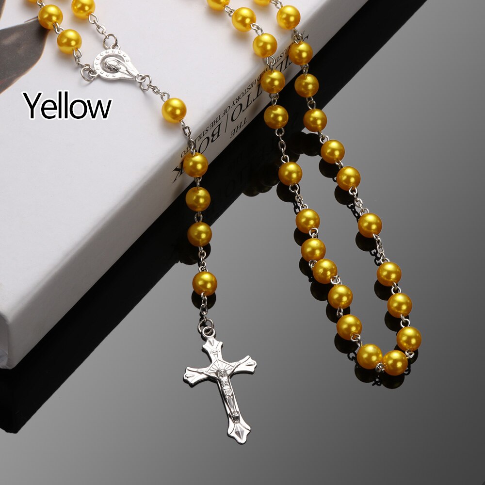 Collar con colgante de Cruz para hombre, cadena de eslabones de acero inoxidable, estilo Punk, 1 unidad,: B-Yellow