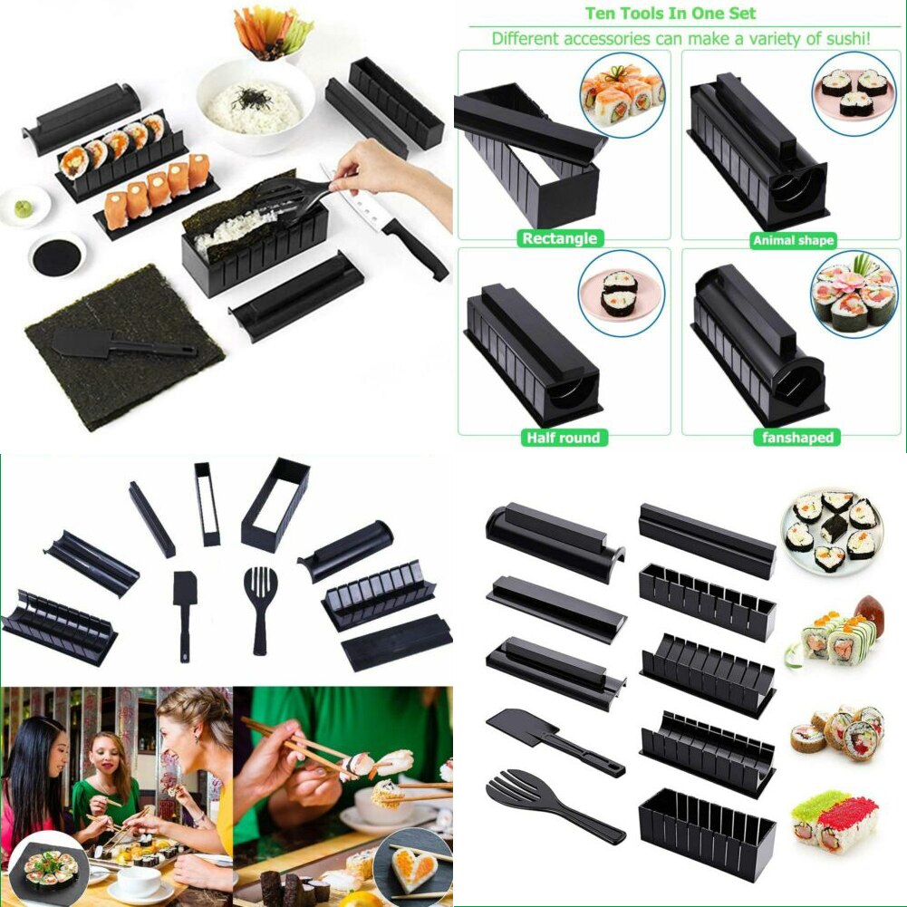 10pcs Sushi Making Kit Sushi Mold Deluxe Edition with Complete Sushi Set DIY Home Sushi Tool