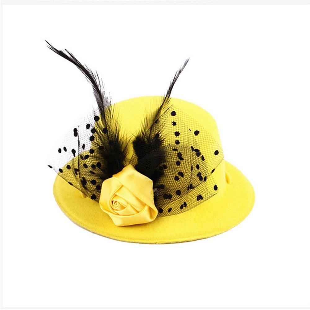 Dog Hat Pet European Top Hats And Ladies Hat Cute Pets Hair Accessories British Style Gauze Flower Gentleman Hats Pet Supplies: Green