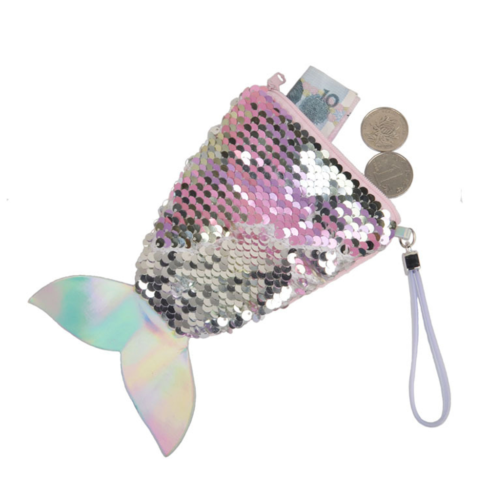 Women Mermaid Tail Sequins Coin Purse Girls Purse Bag Reversible Sequin Coin Bag Change Purse for Kids Children Bag