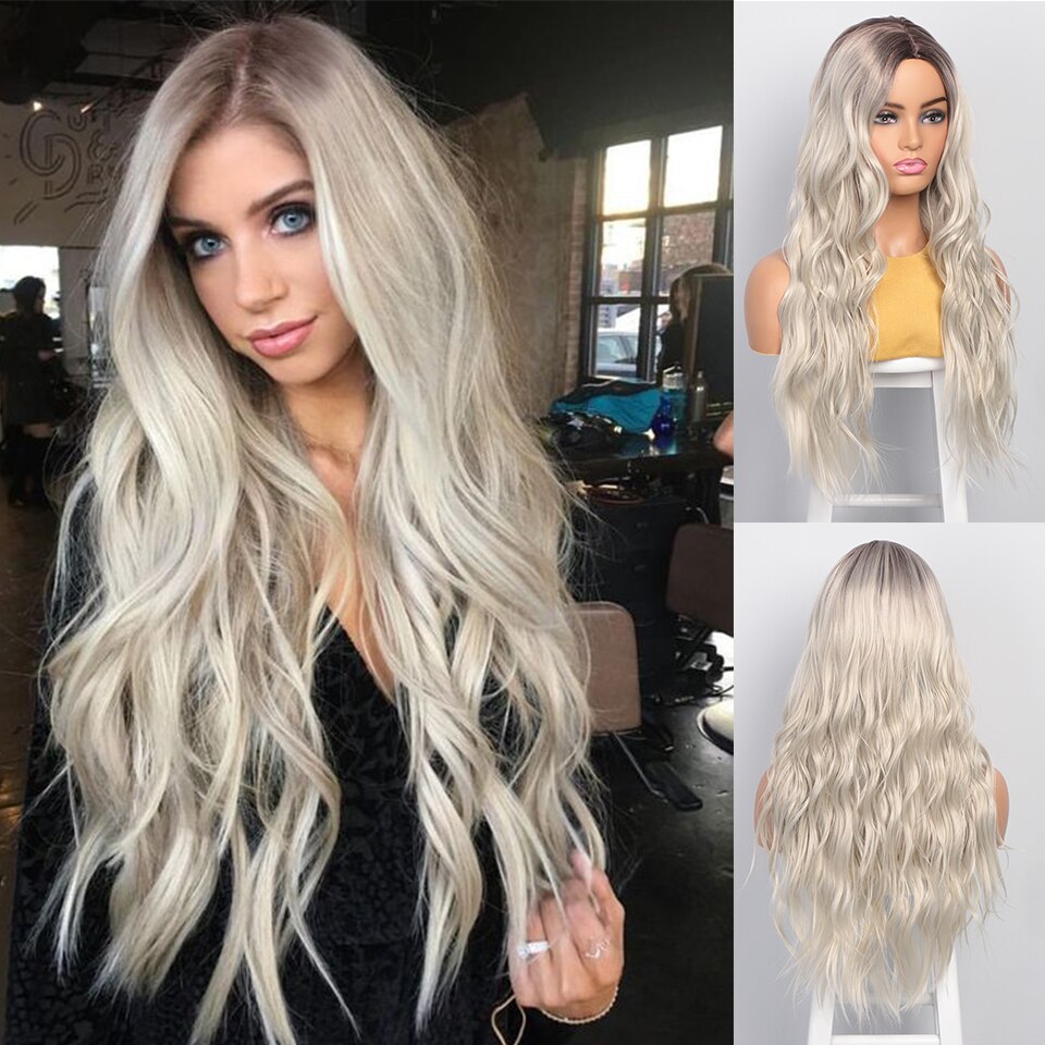 Pelucas bonitas de pelo largo ondulado para mujer, pelucas sintéticas de pelo medio resistente al calor para mujeres negras, pelucas de Cosplay: YST556-BJ