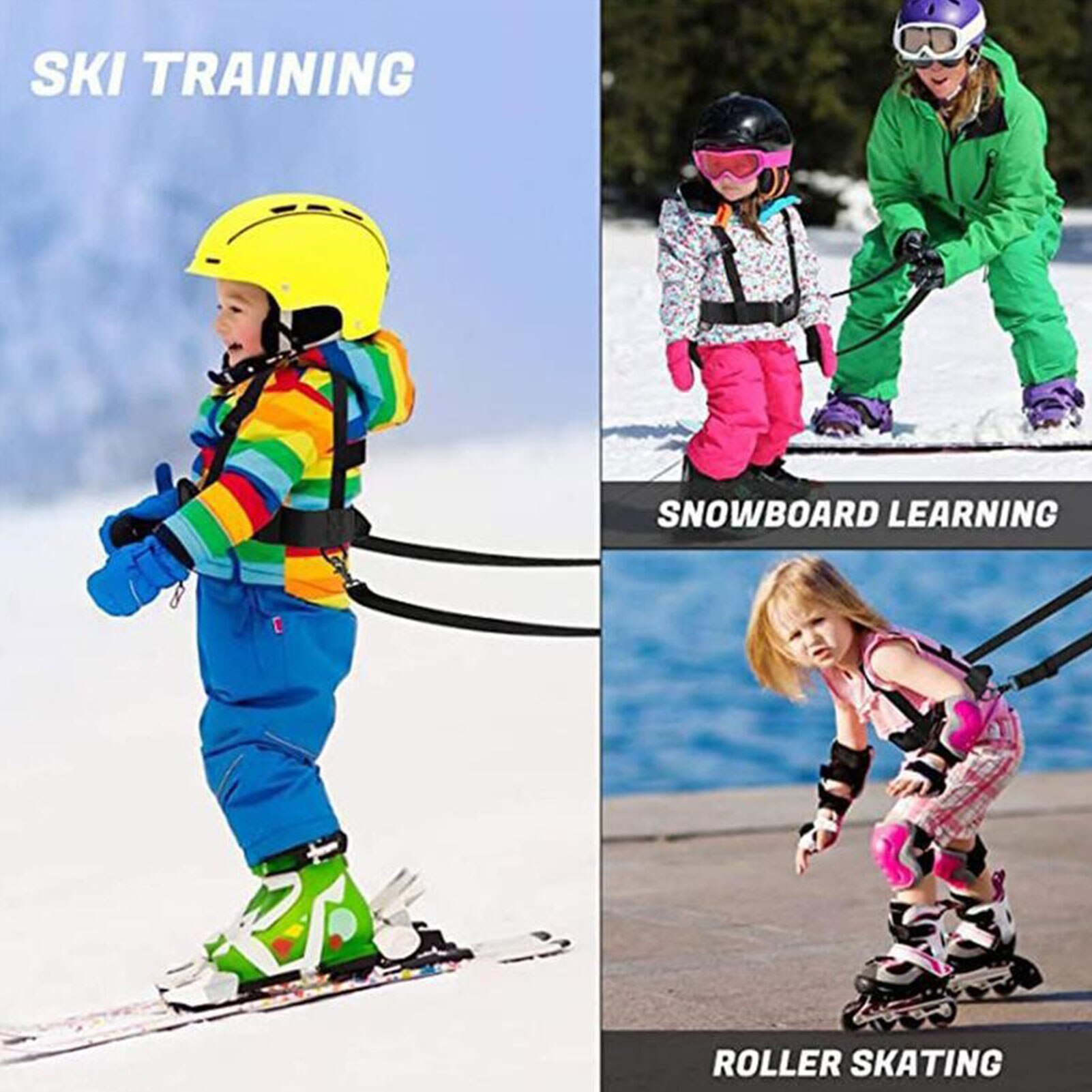 Kids Ski Training Harness For Beginners Trainer Adjustable Roller Skating Shoulder Harness Speed Control Shock Absorbing