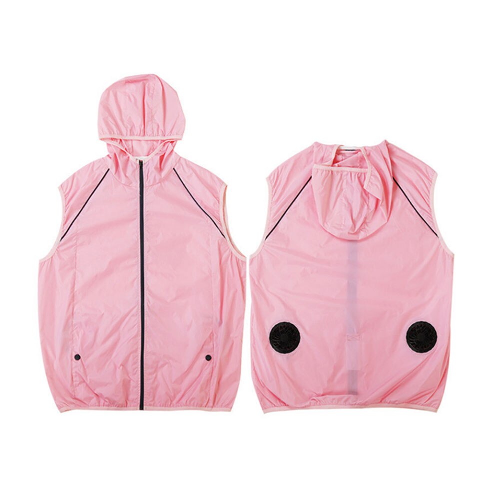 Gilet de Protection contre le soleil pour hommes et femmes, avec ventilateur rafraîchissant, pour climatisation, d&#39;extérieur, chargeur USB, UPF50 +, été: Pink / 4XL