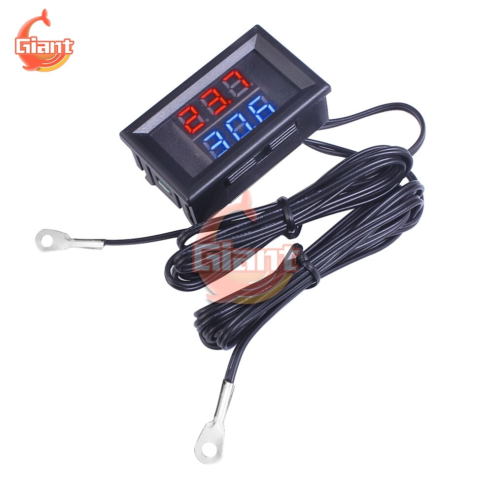 Mini Dual Anzeige Digital Thermometer Dual NTC Wasserdichte Metall Sonde Temperatur Sensor Tester für Auto Zimmer drinnen DC 4-28V 12V