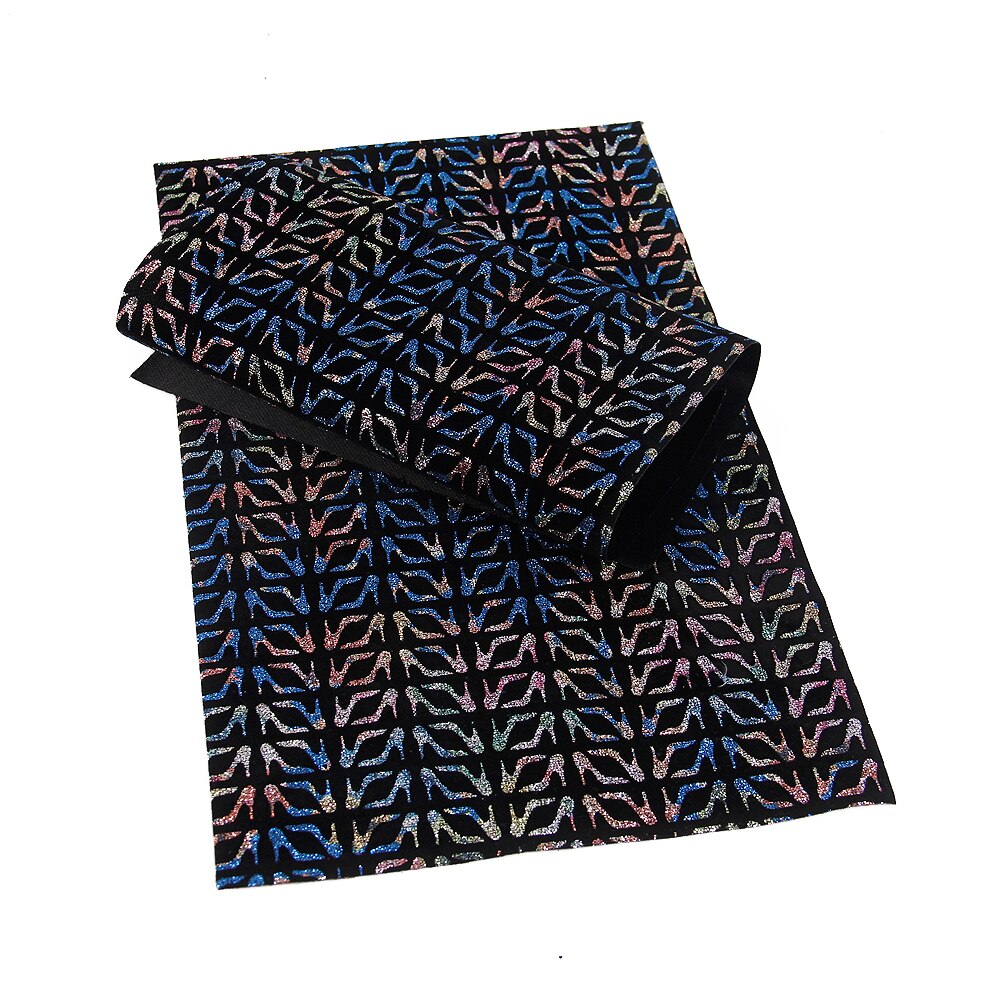 20*33cm geometriske høyhælte sko mønstre trykt glitter kunstskinn stoffark, gjør-det-selv håndlagde materialer ,1 yc 3442: 1061339001