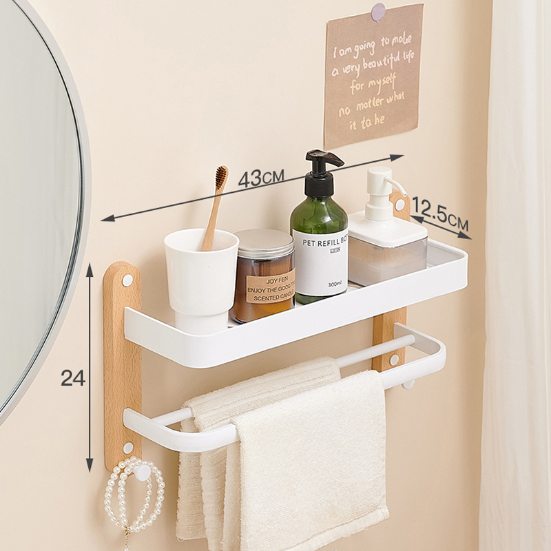 Estantes cuadrados, estante de almacenamiento de artículos de baño, estante de almacenamiento de cocina montado en la pared individual/doble, accesorios de baño de madera/aluminio: Azul