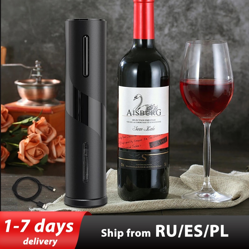 Ouvre-bouteille de vin électrique Rechargeable tire-bouchon coupe-feuille ensemble ouvre-bouteille automatique pour ouvre-boîte de cuisine de vin rouge ouvre bouteille
