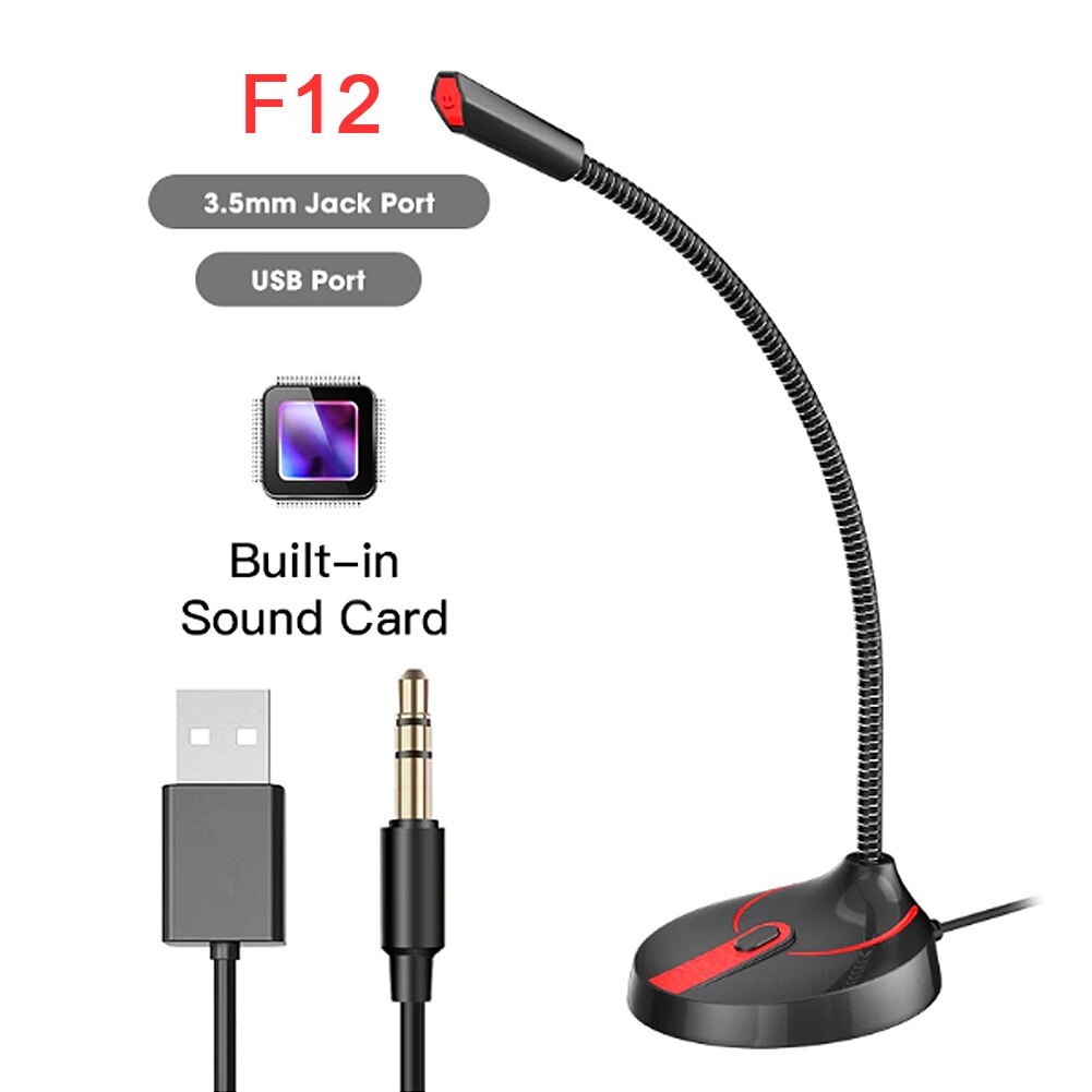 Drive Free USB Microphone 3.5mm Desktop Computer PC Mic Adjustable Studio Microphone Gaming Chatting Online Class USB Microfon