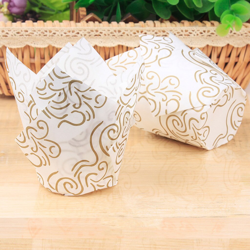 Cupcake revêtements tasse papier Tuli cuisson emballage boîte gâteau Muffin tasse boîte maison cuisine cuisson tulipe gâteau tasses