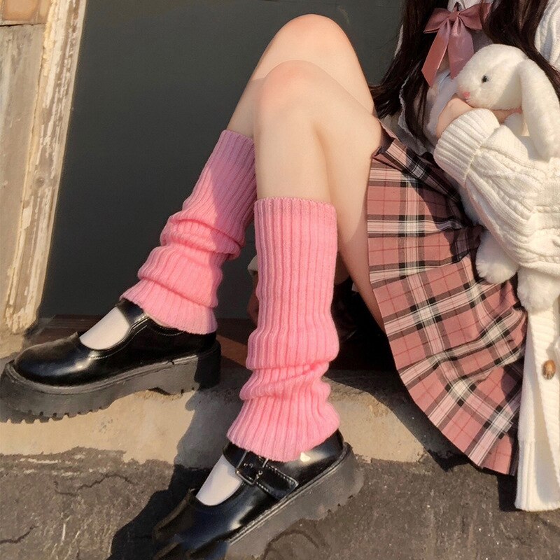 Lolita Beenwarmers Japanse Vrouwen Gothic Lange Sokken Vrouwen Leggings Slobkousen Knie Goth Winter Sok Gebreide Manchetten Enkel Warmer: 9