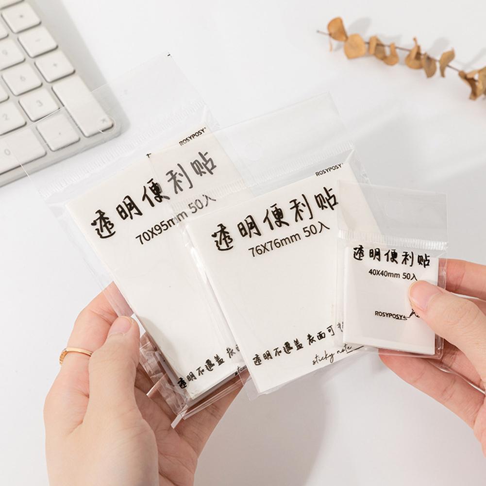 50 Sheets/pack Of Transparent Notepad Waterproof Sticky Notes Note Paper Daily To-do List Paper Memo Stickers Student Stationery