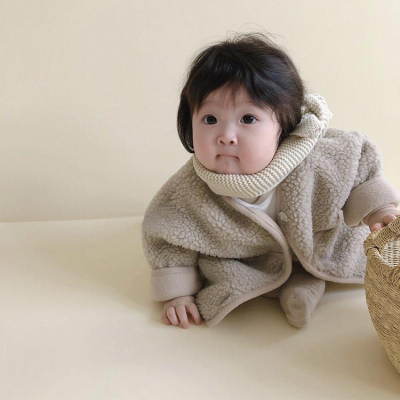 Vinter koreansk børn tøj baby piger drenge uldfrakke hætteklædte børn varm fløjl jakke baby outwear spædbarn børnetøj