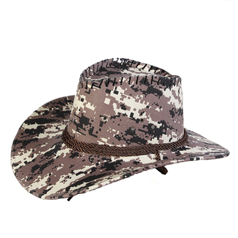 Unisex Summer Straw Camouflage Western Cowboy Hat Leisure Straw Hat UV Protection Outdoor Jazz Brimmed Hiking Sport: 8