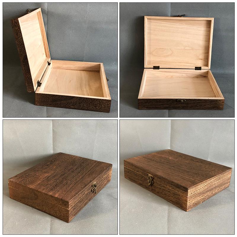 1 Pc Wooden Storage Case Simple Storage Container Dust-proof with Lock (Brown)