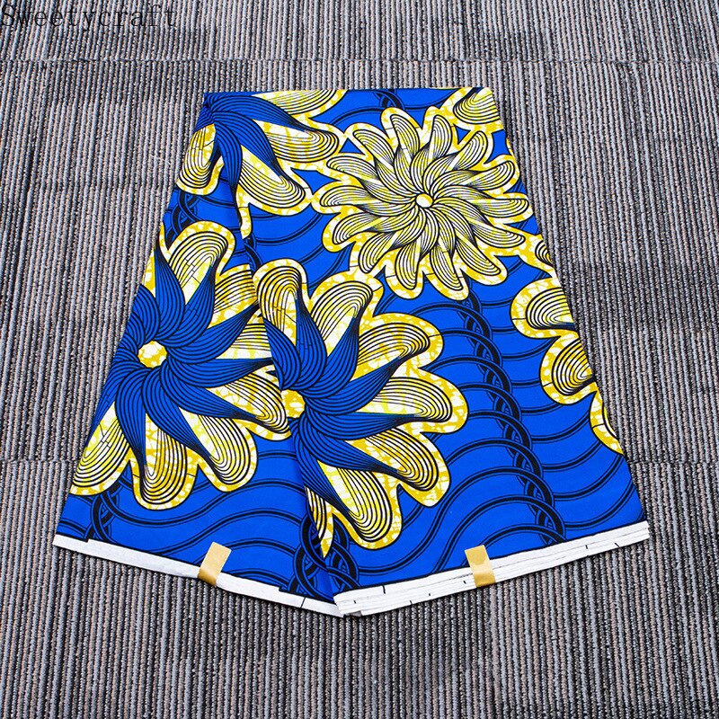 3 Yards 100% Polyster Echte Wax Afrikaanse Stof Afrikaanse Print Stof Tissu Wax Africain Bloemenprint Fabricfor Naaien Jurk