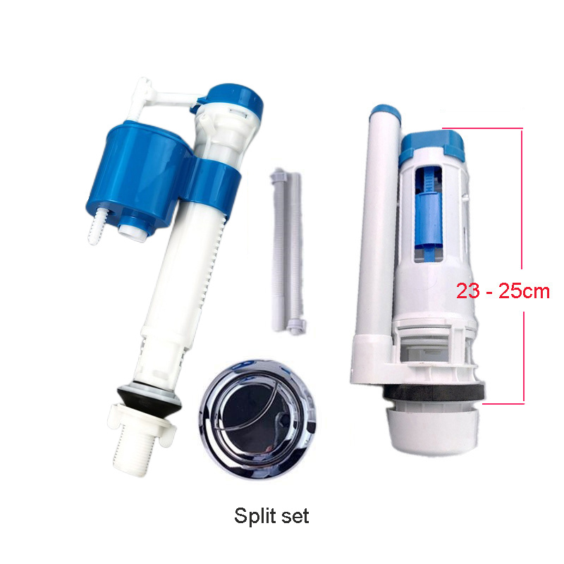 Toalett vattentank kopplingar 1/2 "inlopp toalettverktyg flottör justerbar spolvattenbesparande tryckknapp toalettintag spolventil kit: Lavendel-