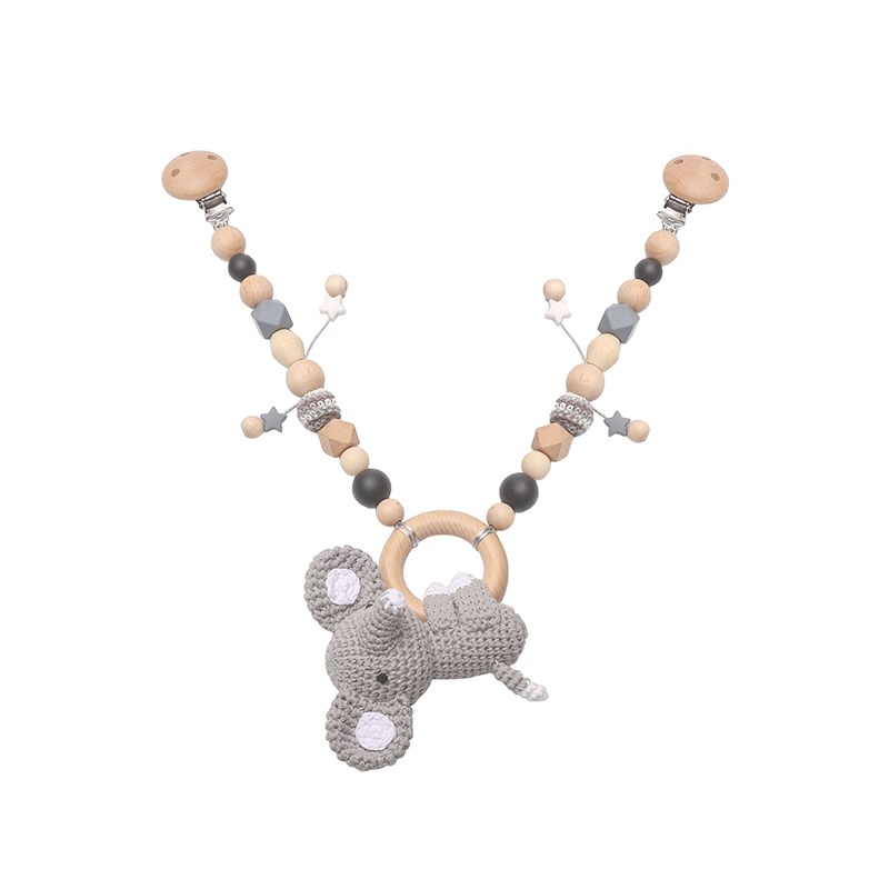 Cartoon Dier Wandelwagen Speelgoed Houten Kinderwagen Clip Speelgoed Gehaakte Rammelaar Ketting Mobiele Houder Dummy Clip Speenketting Voor Baby Cadeau: Style 3