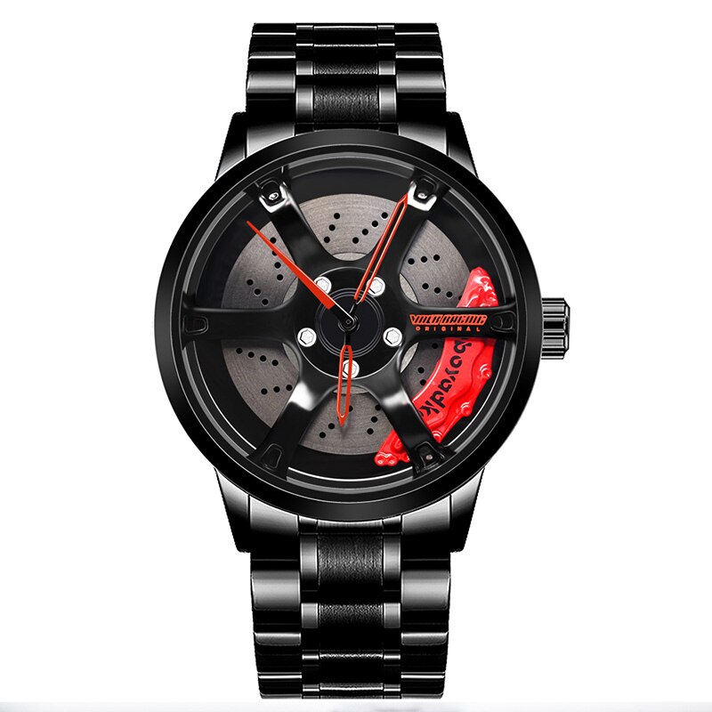 Boyadka horloges heren wiel velg naaf horloge heren polshorloge klok sportwagen op maat heren polshorloge relogio masculin: B5081- rood-gd