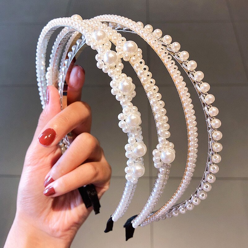 Handgemachte Perlen Perle Stirnband für Frauen Drücken Haar Schnalle Winkel Stirnband Hochzeit Kopfschmuck Haar Zubehör Schmuck