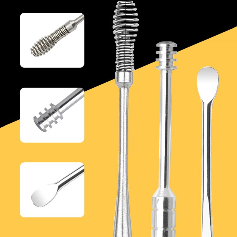 Stainless Steel Ear Pick Spoon Kit Spiral Wax Removal Cleaner Ear Care Beauty Tools MSU99