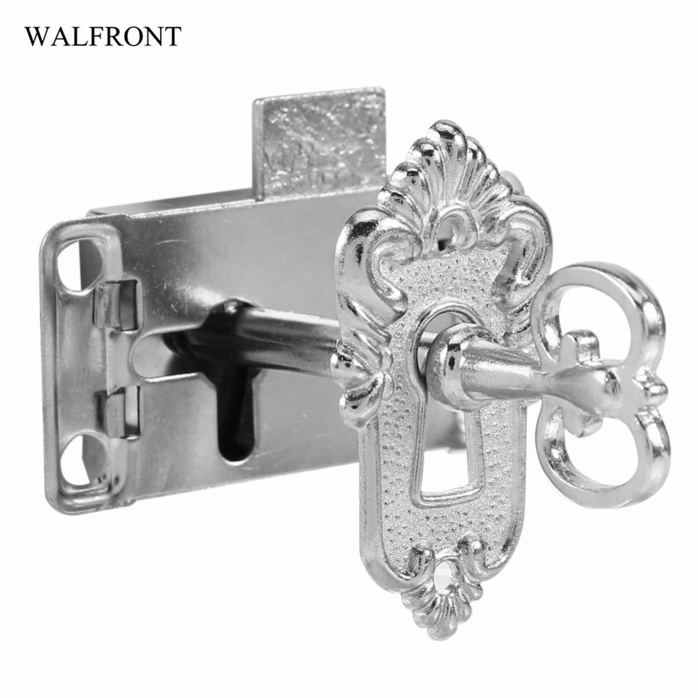 Antiguo cerradura Puerta de Hierro del gabinete del cajón de Archaize Schloss armario cerradura de puerta + clave cerrajero herramienta cerraduras con llave