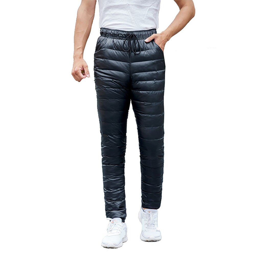 Winter Men Women Goose Down Pants Outdoor Camping Skiing Pants Thicken Waterproof Warm Slim Trousers
