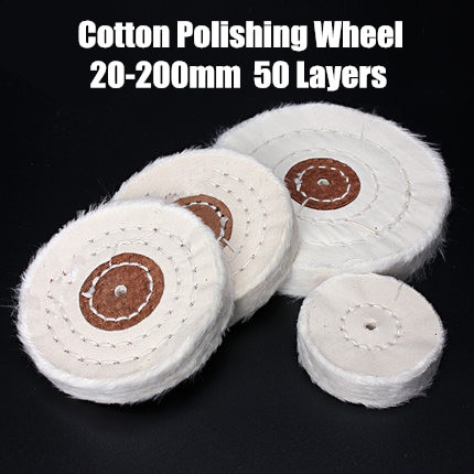 50-200mm White Cotton Lint Cloth Buffing Wheel Gold Silver Jewelry Mirror Polishing Wheel 4mm inner hole 50 Layers