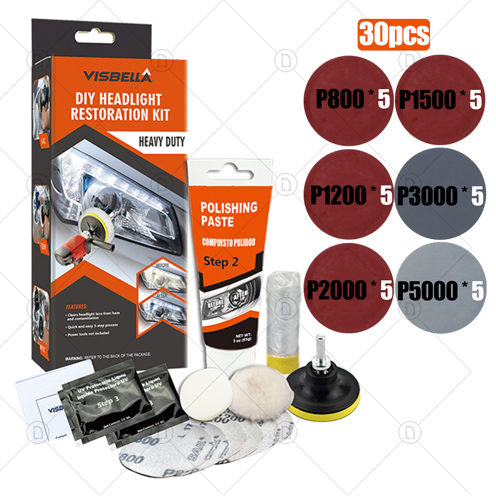 Kits de pulido para restauración de faros de coche, abrillantador químico, reparación de faros, pulidor de lentes, pasta de limpieza, herramienta de restauración: Castaño