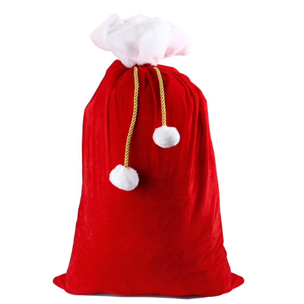 90x55 CM Large Size Red Santa Claus Bags Velvet Santa Claus Drawstring Sack Christmas Classic Red Bag Decor