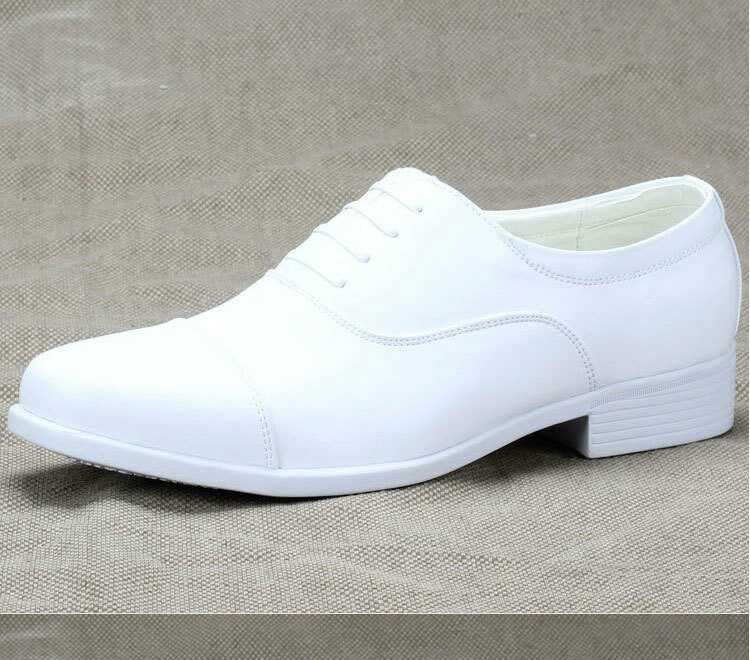 White Men's Formal Low Heel Lace Up Navy Pointed Toe Casual Wedding Shoe Dress Round Toe Plus Size A21