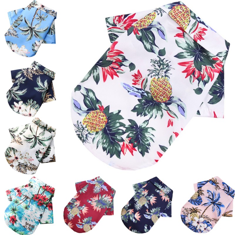 Mode Hawaiiaanse Strandstijl Hondenshirt Zomer Hondenkleding Ademend Kat Dun Shirt Leuke Print Puppy Vest Chihuahua Kleding