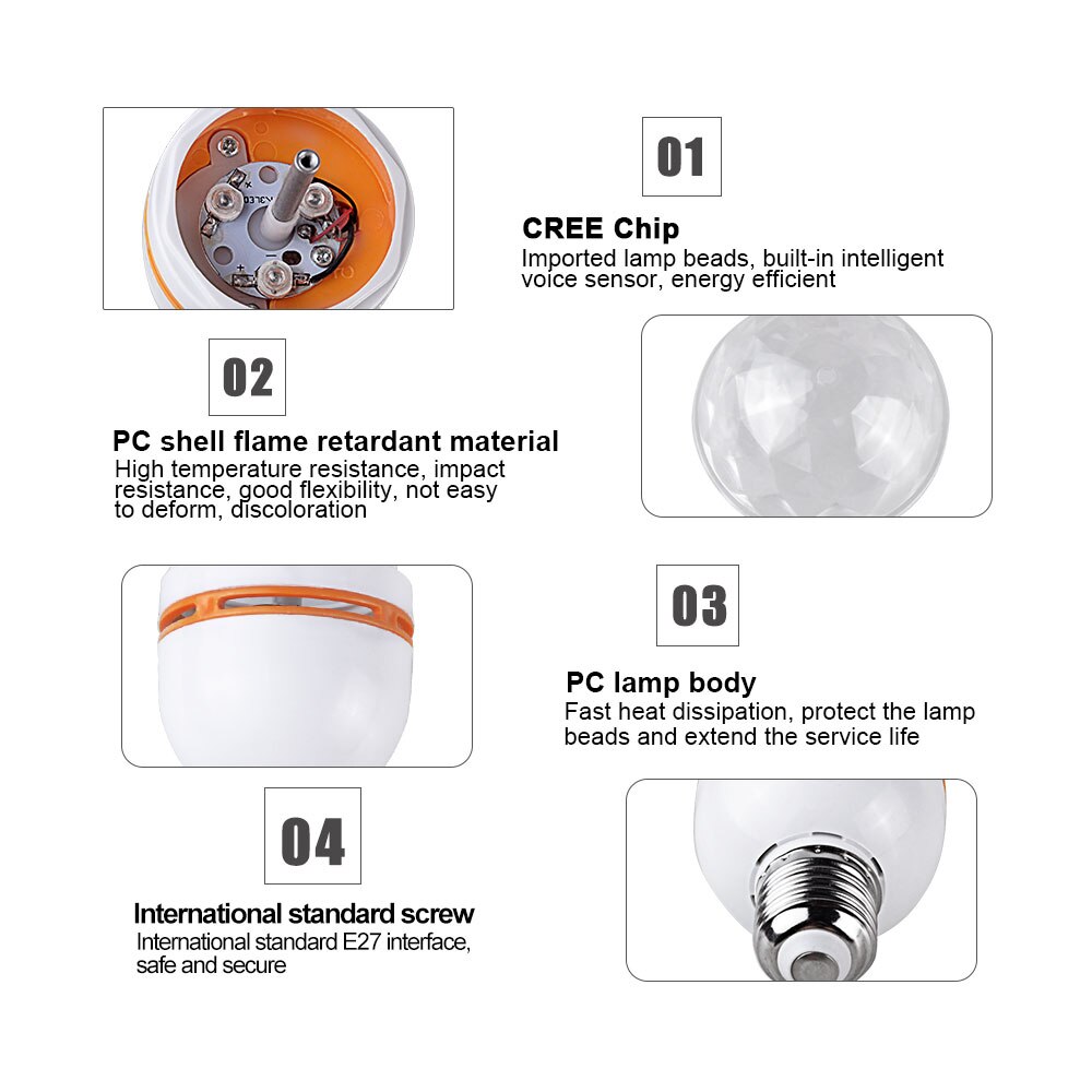 E27 3W AC90-260V Bunte Auto rotierend RGB LED-lampe Bühne Licht Disko DJ Party Lampe Lampe für Bar KTV Beleuchtung