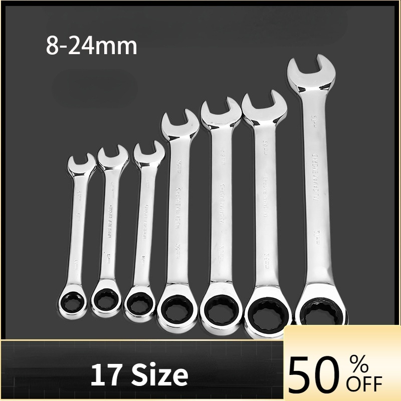 Fast Ratchet Wrench 8-24mm Tooth Gear Ring Torque Socket Wrench Metric Combination Ratchet Spanners Car Repair Tools Home Tools