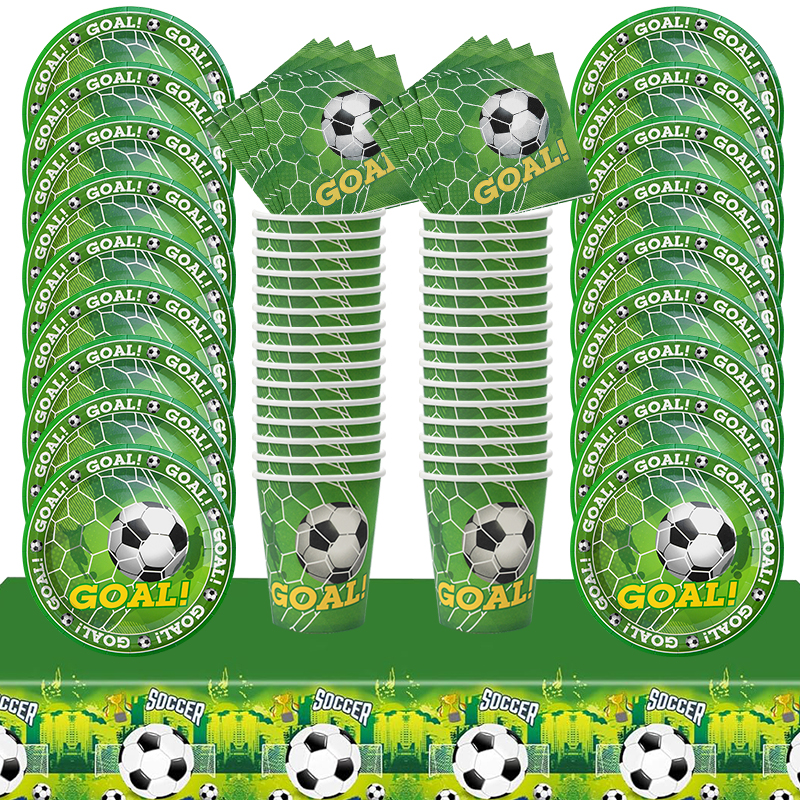 Soccer Party Disposable Tableware Paper Plates Cups Napkins Tablecloth Kids Boys Football Birthday Party Decoration Supplies